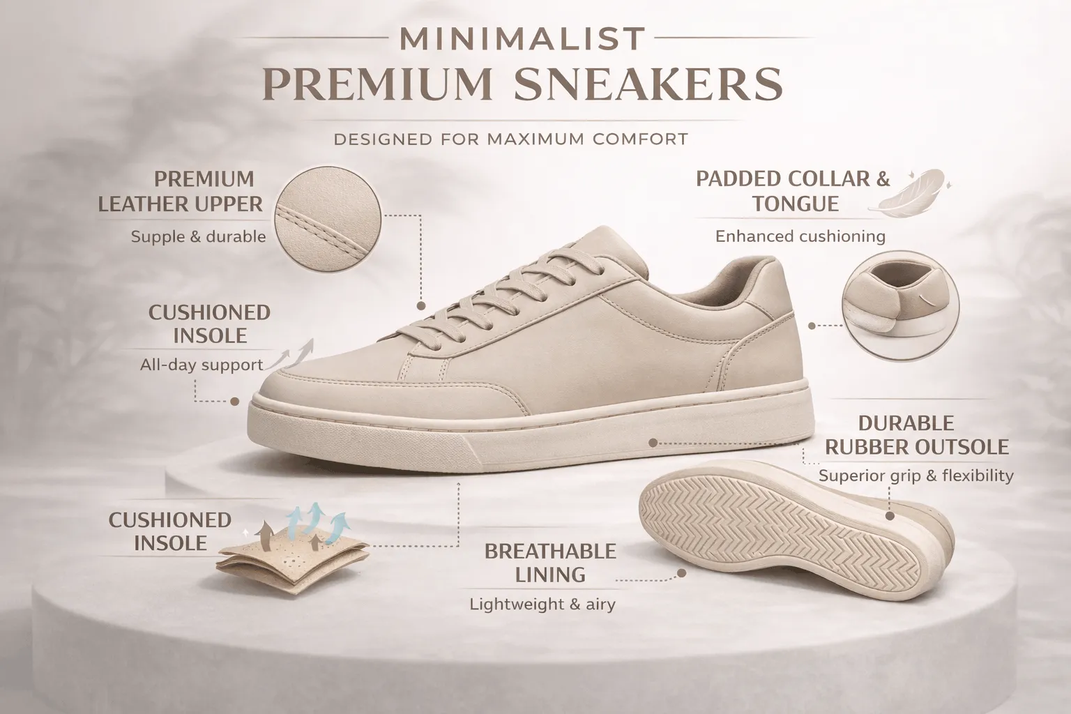 Generated feature infographic of the sneakers